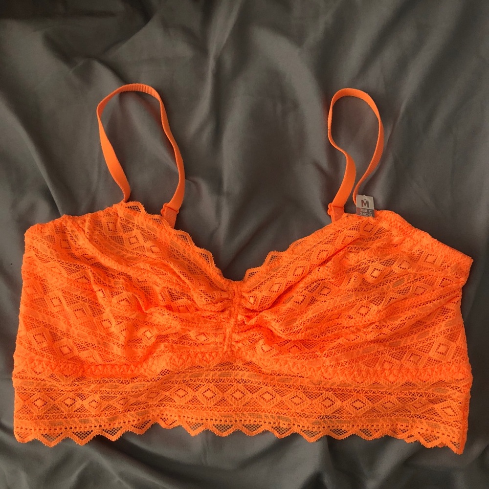 Neon orange unpadded bra/bandeau
